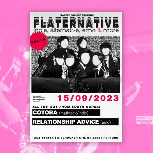 FLATERNATIVE VOL 4. + Cotoba (South Korea) + Relationship Advise + Emo, indie, alternative